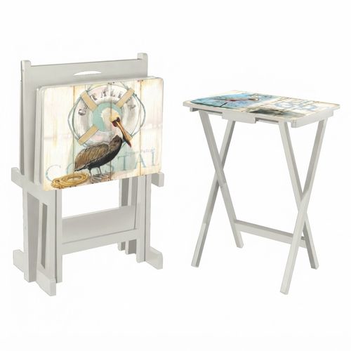 Cape Craftsmen Coastal Bird Folding TV Tray Tables