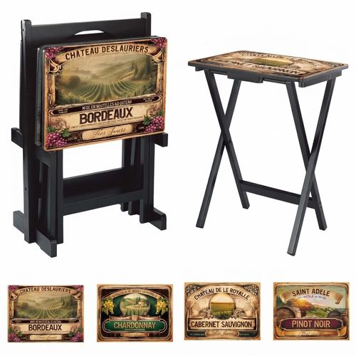 Cape Craftsmen Wine Label Classic TV Trays Table